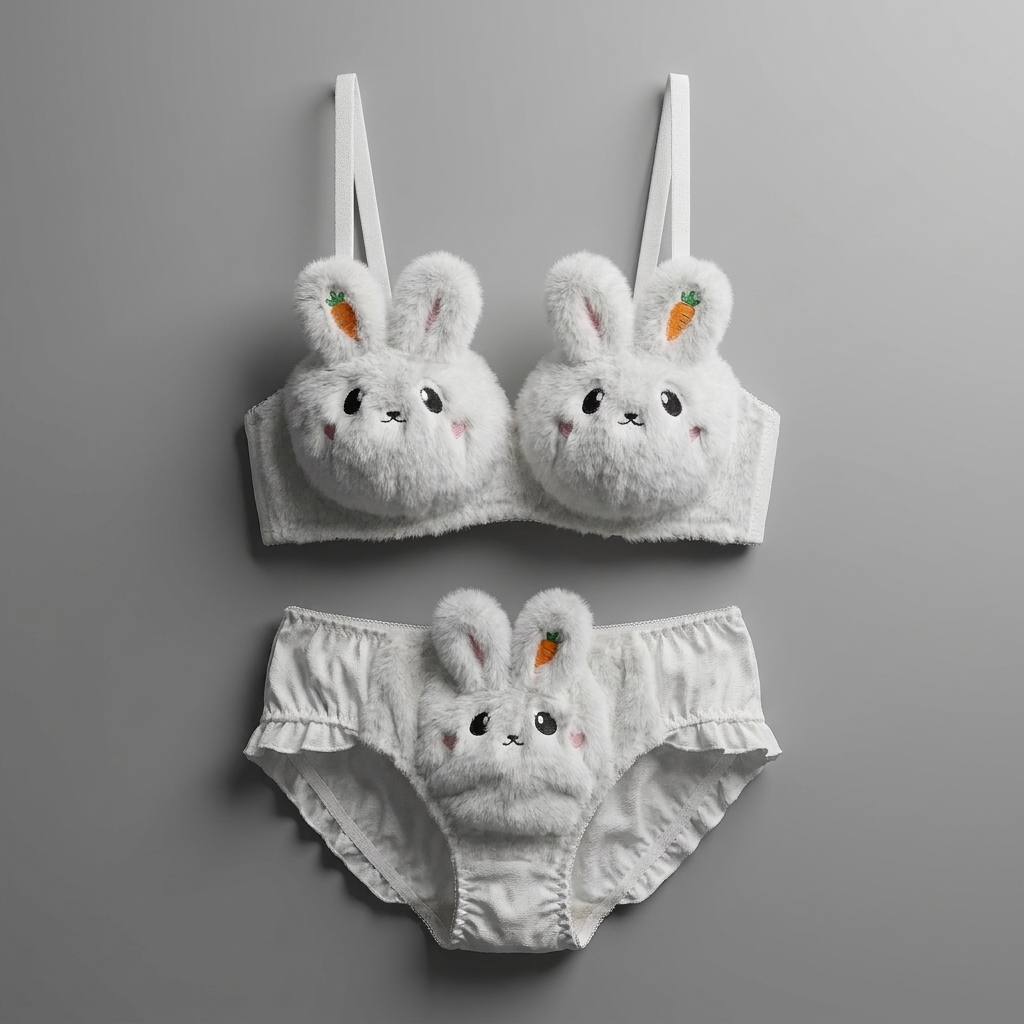 Cute Cartoon Rabbit Bra & Panty Set